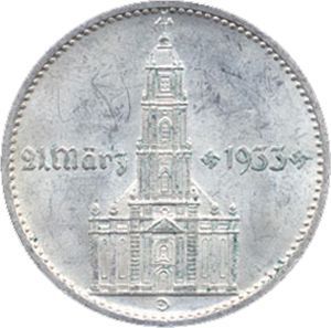 J 355 2 RM. Garnisonskirche mit Datum, Silber (1934) J 355 2 RM. Garnisonskirche mit Datum, Silber (1934)
