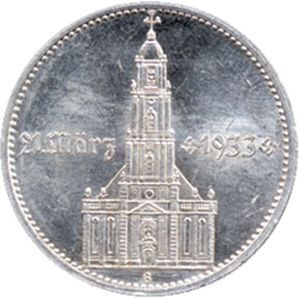 J 356 5 RM. Garnisonskirche mit Datum, Silber (1934) J 356 5 RM. Garnisonskirche mit Datum, Silber (1934)