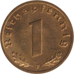 J 361 1 Rpf. Kursmünze, Bronze (1936/40) J 361 1 Rpf. Kursmünze, Bronze (1936/40)