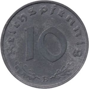 J 371 10 Rpf. Kursmünze, Zink (1940/45) J 371 10 Rpf. Kursmünze, Zink (1940/45)
