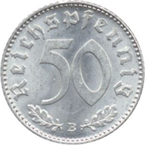 J 372 50 Rpf. Kursmünze, Alu (1939/44) J 372 50 Rpf. Kursmünze, Alu (1939/44)