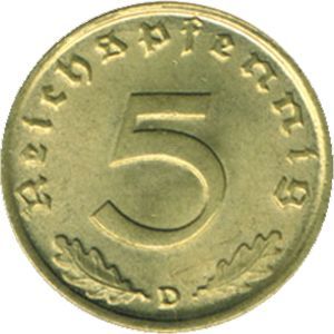 J 363 5 Rpf. Kursmünze, Alu-Bronze (1937/39) J 363 5 Rpf. Kursmünze, Alu-Bronze (1937/39)