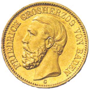 Baden J 187 - 20 Mk. Friedrich I. (1874) ss Baden J 187 - 20 Mk. Friedrich I. (1874) ss
