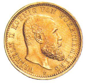 Württemberg J 295 - 10 Mk. Wilhelm II. (1893/13) ss