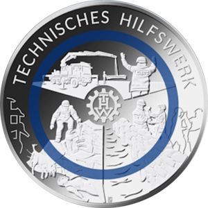 BRD 10 € "Techn. Hilfswerk" 2025 - alle 5 Prägestätten bankfrisch
