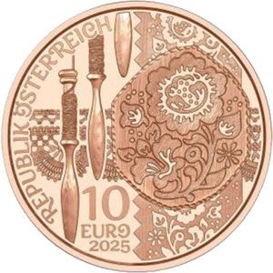 Österreich 10 € 2025 Österreich 10 € 2025 "Aufdirndl-Leinen" Kupfer