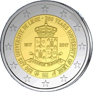 Belgien 2 € 2017 Uni Lüttich Pol. Platte Belgien 2 € 2017 Uni Lüttich Pol. Platte