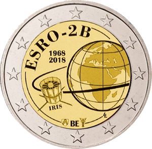 Belgien 2 € 2018 Satellit ESRO Pol. Platte Belgien 2 € 2018 Satellit ESRO Pol. Platte