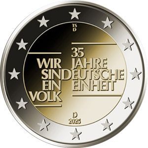 Deutschland 2 € 2025 "35 Jahre Dt. Einheit" alle 5 Prägest. lose - Sept.