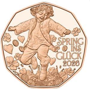 Österreich 5 € 2026 "Neujahr - Spring ins Glück" Kupfer