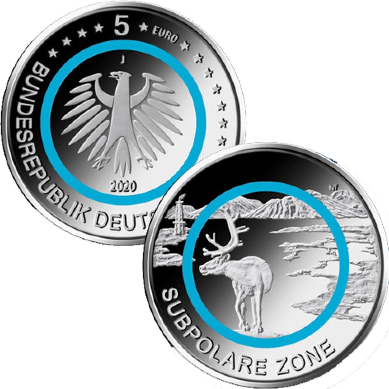 BRD 5 € Subpolare Zone 2020 - 1 Münze Pol. Platte, Prägestätte J
