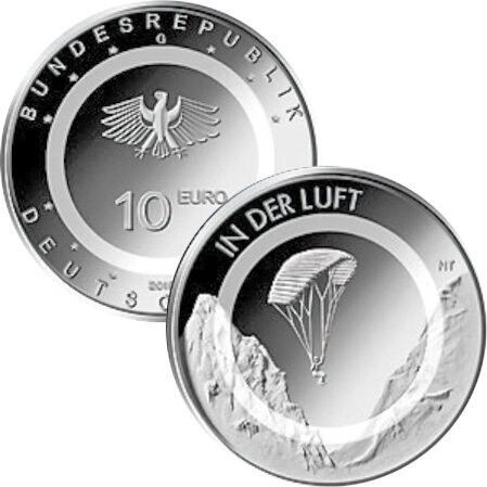 BRD 10 € Gleitschirmsegler 2019 - 1 Münze Pol. Platte, beliebige Prägestätte