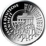 BRD 25 € 2015 "Dt. Einheit" (J 602) alle 5 Prägst. Pol. Platte
