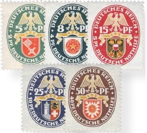 Dt. Reich 430-34 "Nothilfe Wappen" * mit Falz