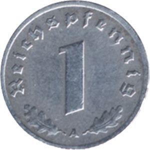 J 369 1 Rpf. Kursmünze, Zink (1940/45) J 369 1 Rpf. Kursmünze, Zink (1940/45)