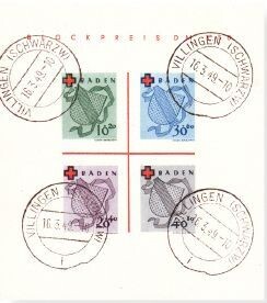 Frz. Zone Baden Block 2 "Rotes Kreuz" gestempelt