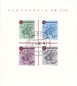 Frz. Zone Rheinl.-Pflalz Block 1 Frz. Zone Rheinl.-Pflalz Block 1 "Rotes Kreuz" gestempelt