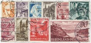 Frz. Zone Rheinl. Pfalz 32-41 "3. ohne Wertangabe" gestempelt