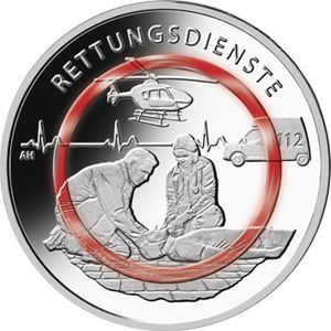 BRD 10 € "Rettungsdienste" 2026 - Pol. Platte, alle 5 Prägestätten - April