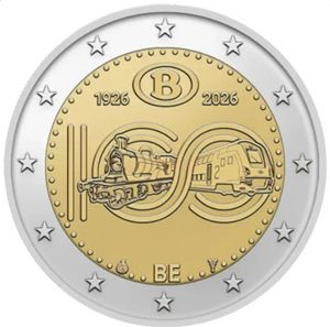 Belgien 2 € 2026 "Staatsbahn SNCB", Pol. Platte