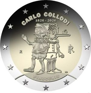 Italien 2 € 2026 "Pinocchio" Pol. Platte