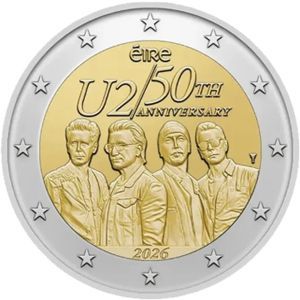 2026 Irland 2 € "Rockband U 2" Coincard - Oktober