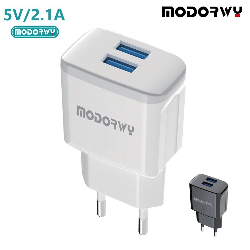CARGADOR FICHA DOBLE USB PARED S/CABLE 2.4A/12W- MODORWY MA1105