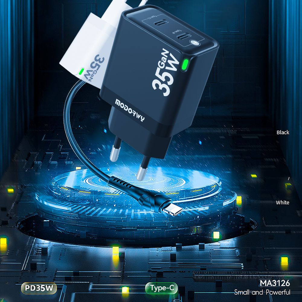 CARGADOR FICHA MODORWY MA3126 DOBLE SALIDA 35W GAN TIPO C