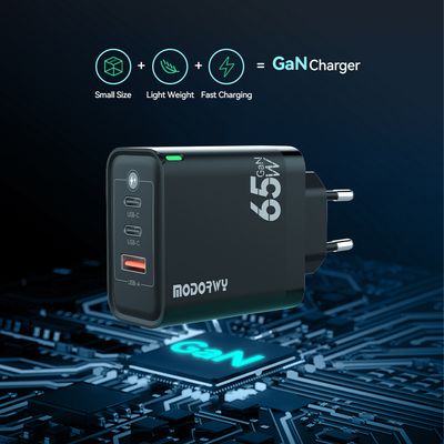 CARGADOR FICHA MODORWY MA6104  65W DOBLE GAN + 1 USB 3.0