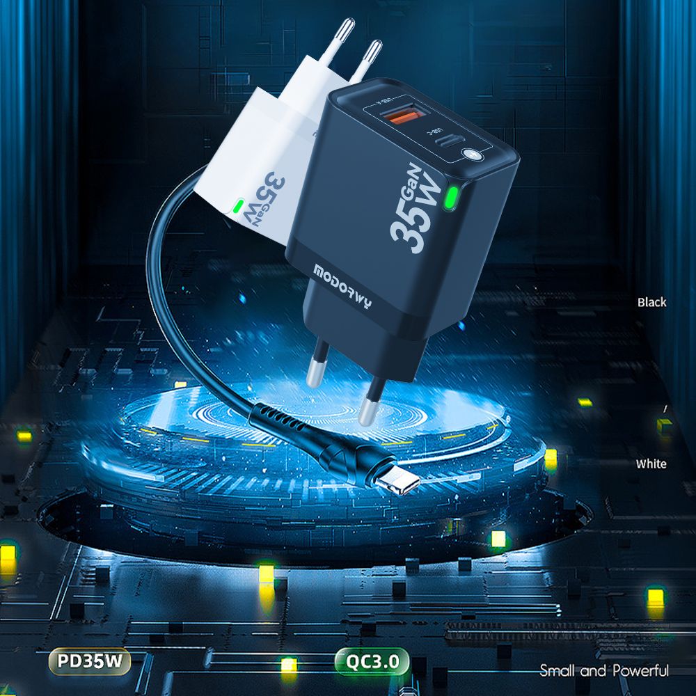 CARGADOR FICHA MODORWY MA3125 35W GAN + QC 3.0