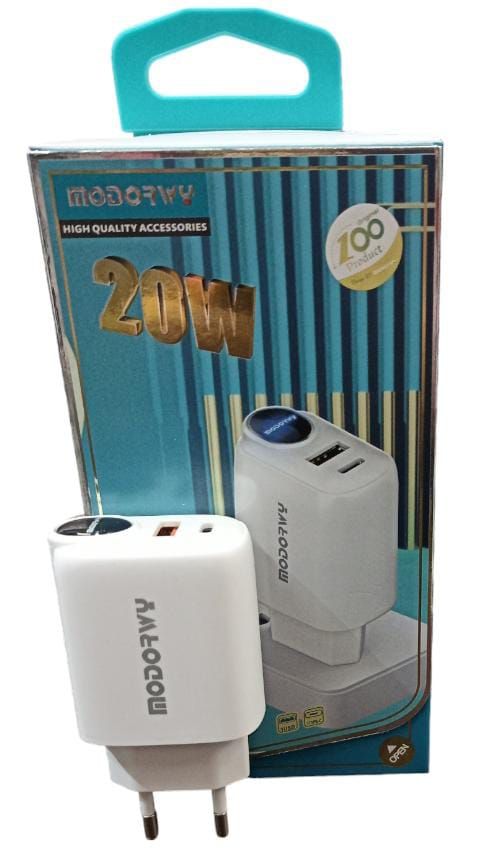 CARGADOR FICHA  SALIDA USB + C PARED 20W - MODORWY MA3116