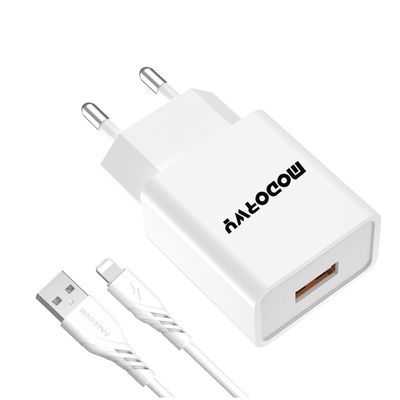 CARGADOR MODORWY DE PARED C/CABLE 2.4A/12W-MA1104 LIGHTNING