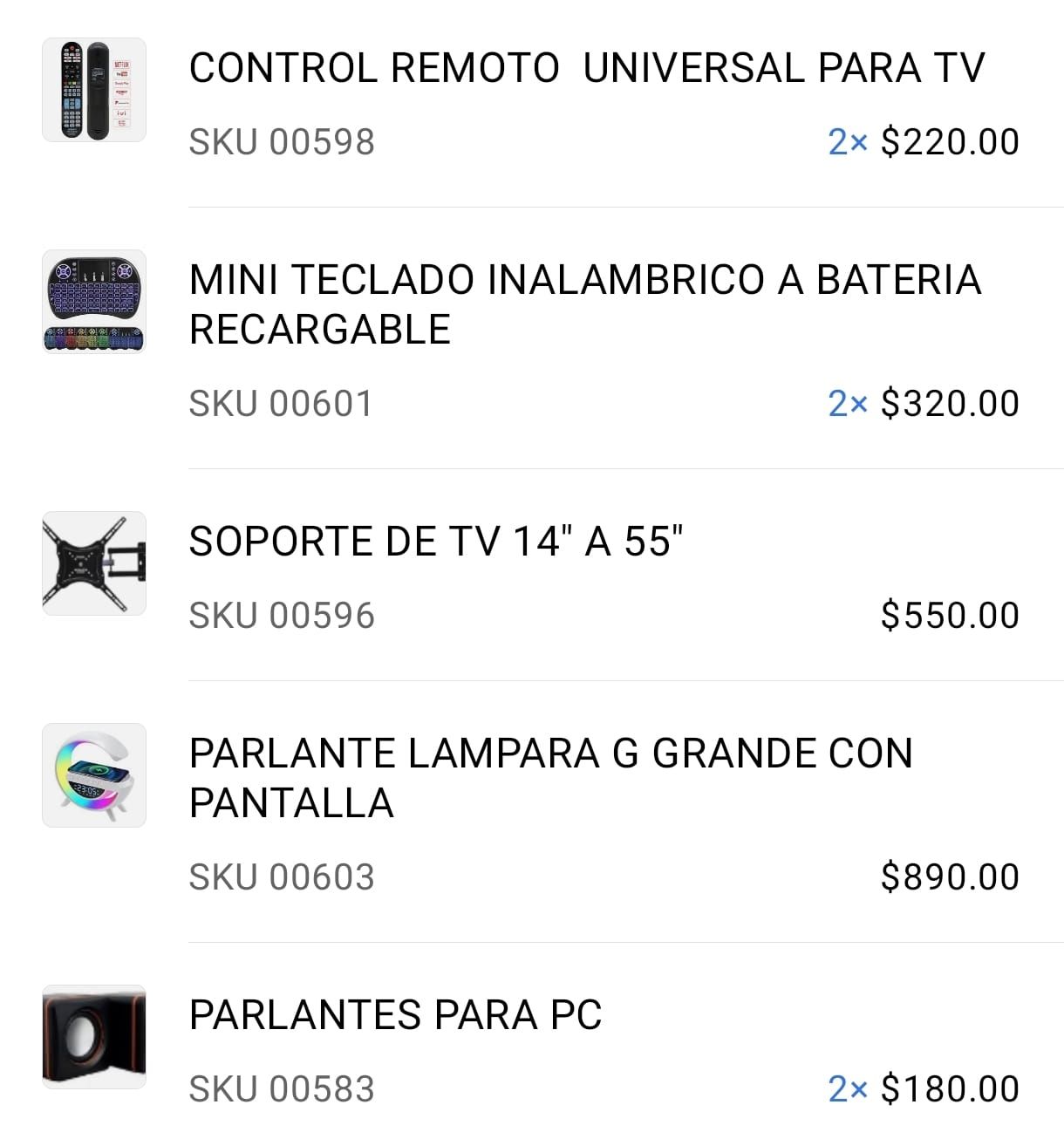 PACK 5  ARTICULOS VARIOS