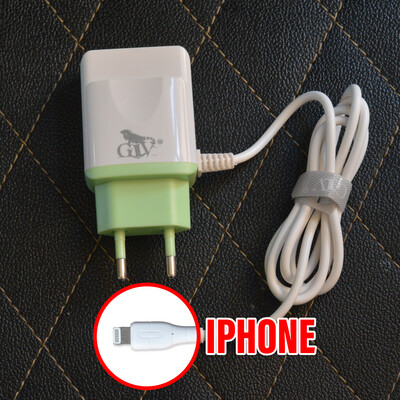 Cargador Doble USB 2.4A | GIV A103 con cable iPhone