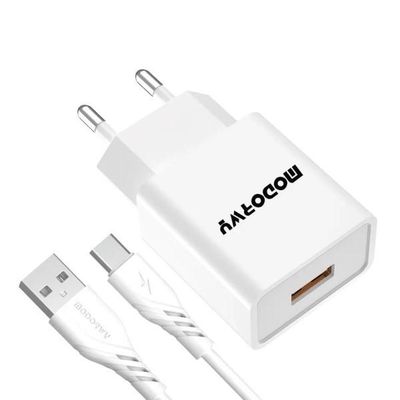 CARGADOR MODORWY DE PARED C/CABLE 2.4A/12W-MA1103 TIPO C