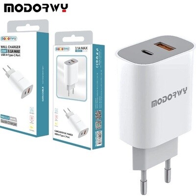 CARGADOR FICHA TIPO C + USB 3.1A - MODORWY MA1113