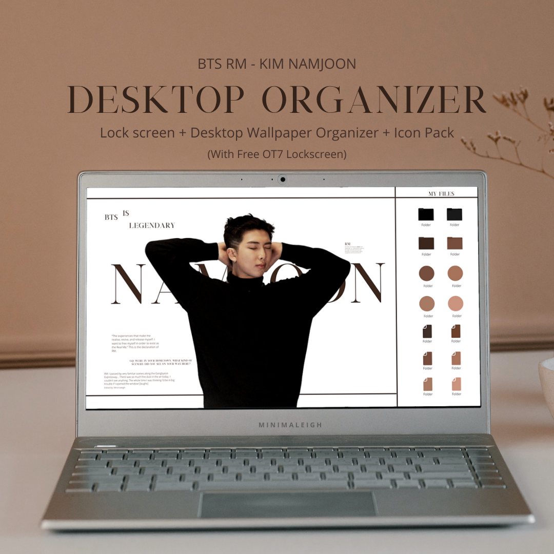BTS RM - Kim Namjoon Desktop Organizer Set (Lock screen + Desktop Wallpaper Organizer + Icon Pack + Free OT7 Lock screen)