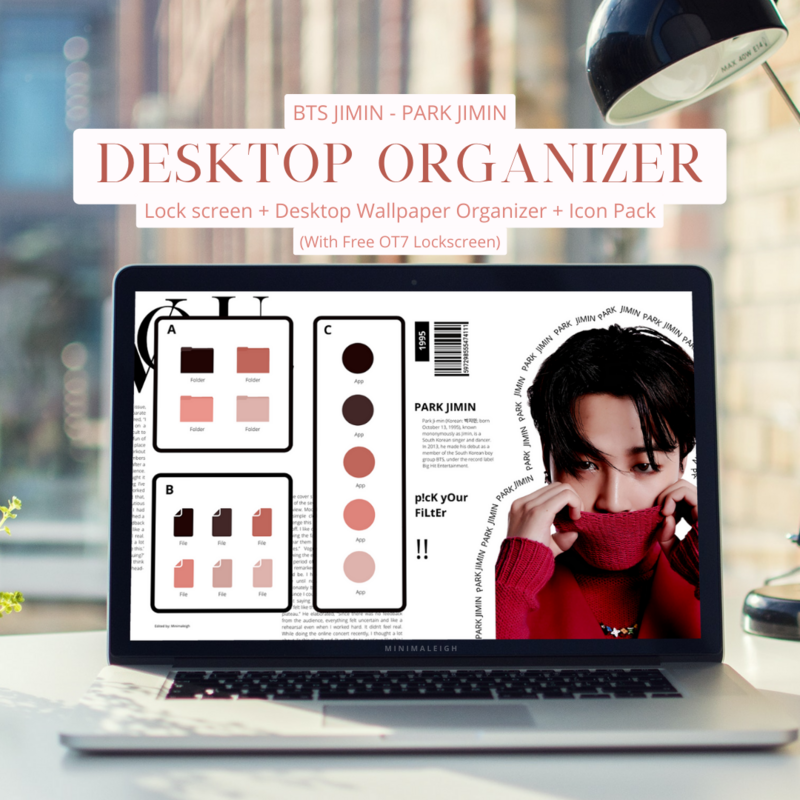 BTS Jimin - Park Jimin Desktop Organizer Set (Lock screen + Desktop Wallpaper Organizer + Icon Pack + Free OT7 Lock screen)