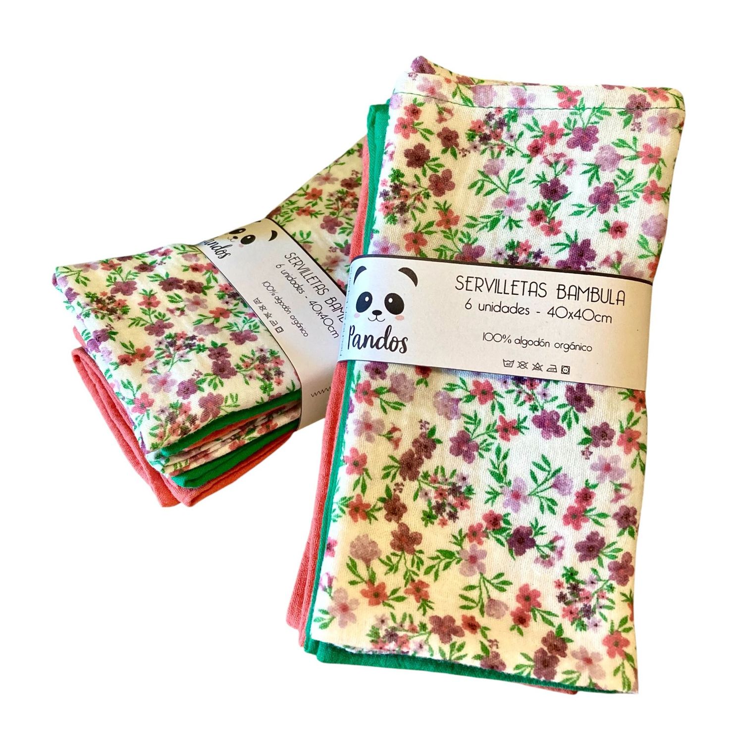 Servilletas Bambula - Flor Verde Coral - 6 unidades Servilletas Bambula - Flor Verde Coral - 6 unidades