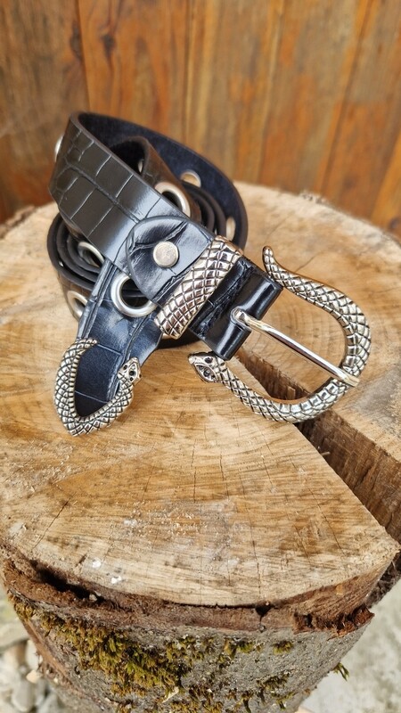 Ceinture à œillets croco 