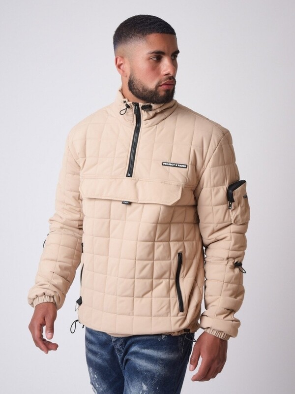 Veste enfilable matelassage carré - Beige