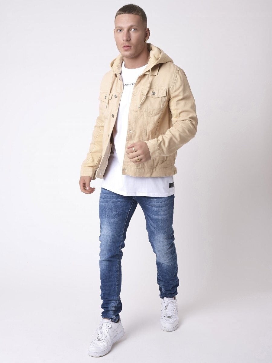 Veste style Denim avec capuche amovible - Ivoire