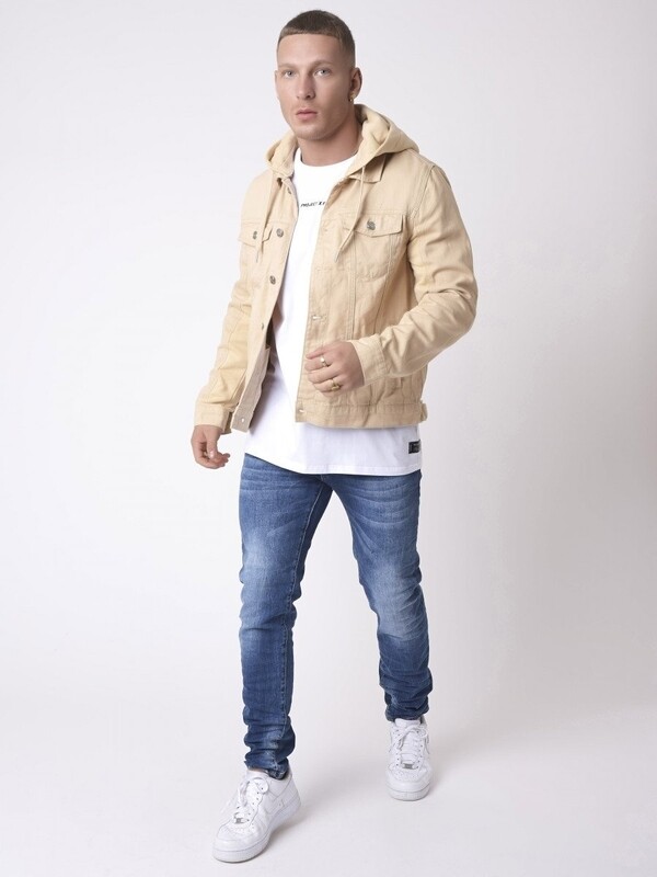 Veste style Denim avec capuche amovible - Ivoire