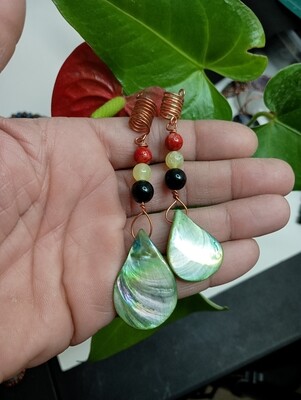 Green Shell Hair Jewelry with Gem Stones