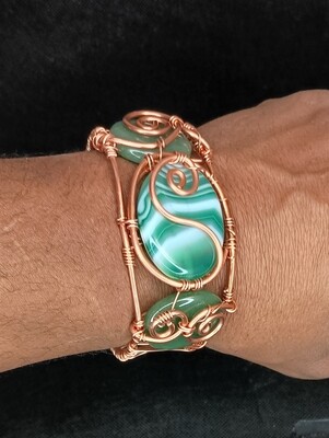 Agate and Green Aventurine Copper Bracelet