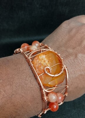 Orange Agate Copper Bracelet