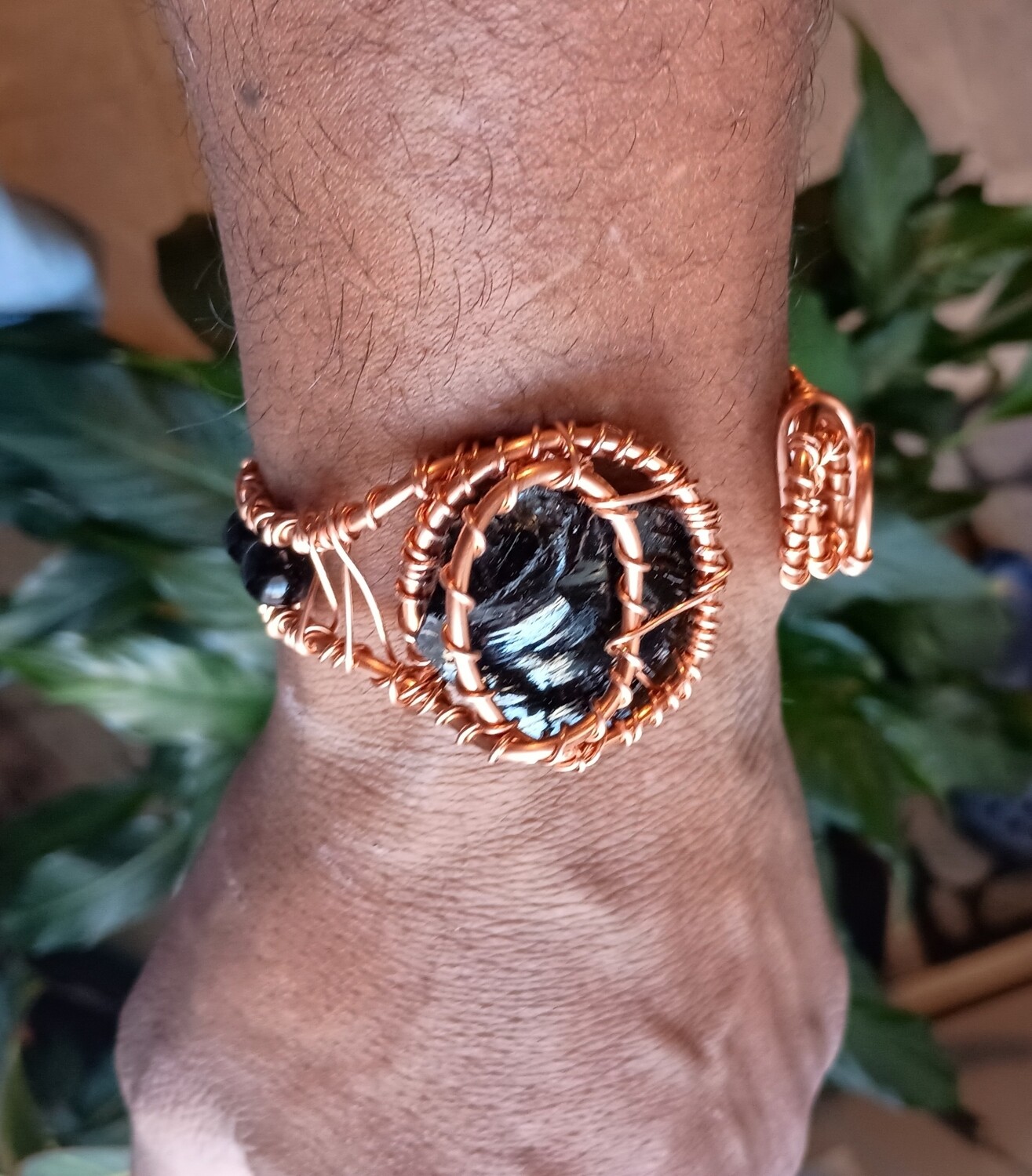 Obsidian Copper Bracelet