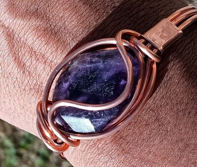 Amethyst Gem stone Copper Bracelet 7 inches