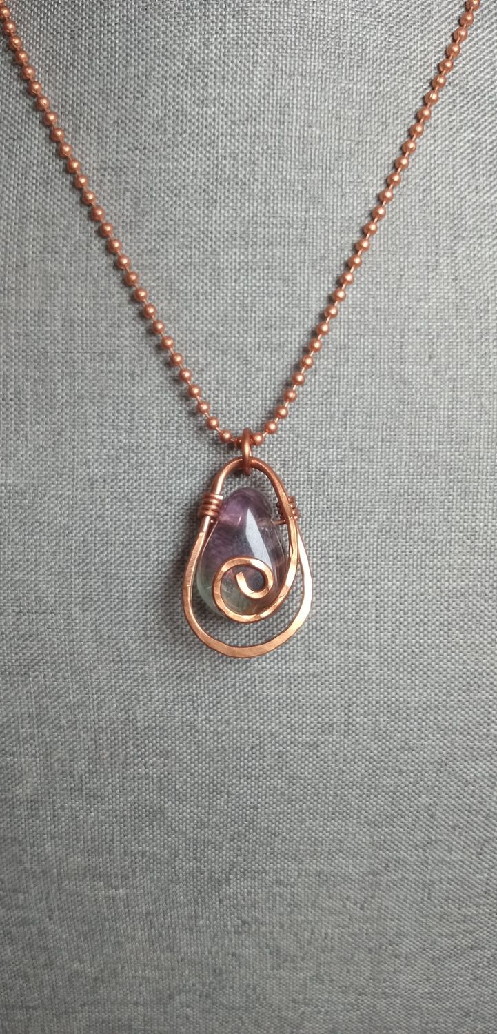 Fluorite and copper Pendant