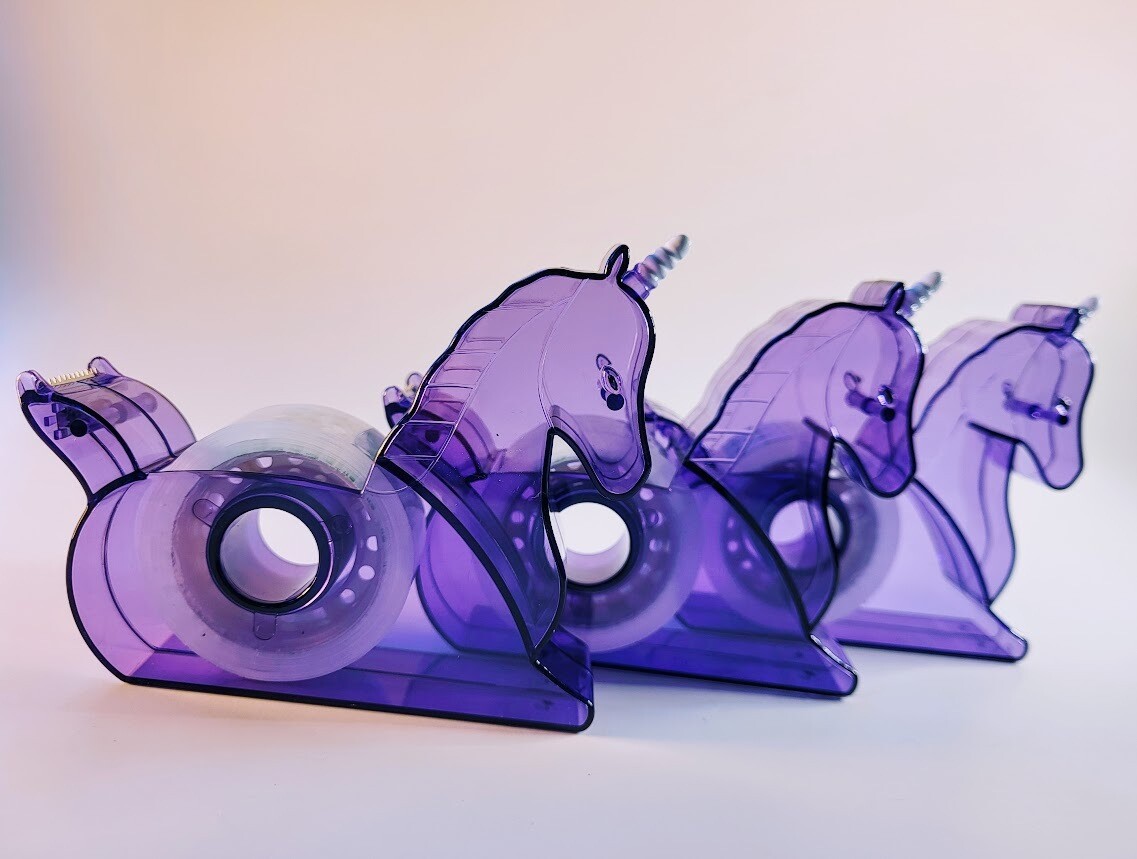 Unicorn tape dispenser, purple tape dispenser, purple unicorn tape dispenser